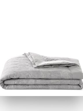 Hudson Park Collection Pale Silver Rippled Texture King Coverlet